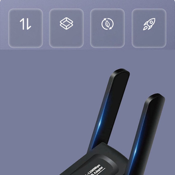 1200M Dual Band WiFi-adapter USB3.0-grensesnitt Plug and Play USB-nettverkskort for bærbar PC