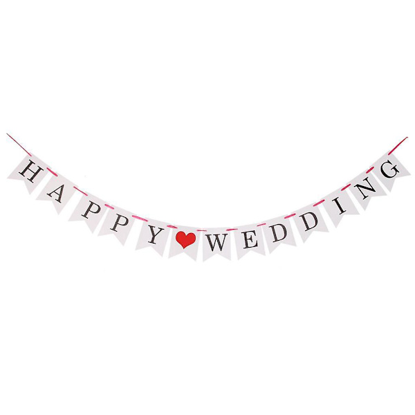 Vintage Papir GLÆDELIGT BRYLLUP Guirlande Banner Rustik Bryllupsdekoration