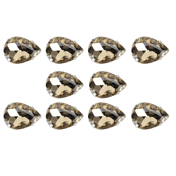 10 stk sy på rhinestones krystaller skinnende knapper dekorasjon for DIY håndverk klær sko vesker (0,71 x 0,75 tommer lysebrun dråpeformet)