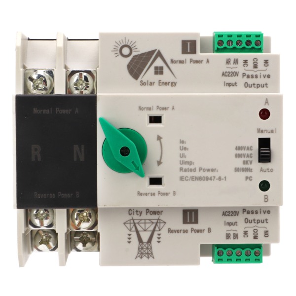 Dubbel automatisk omkopplare 2P Millisekundsnabb kretsstyrenhet PV-typ AC220V 80A