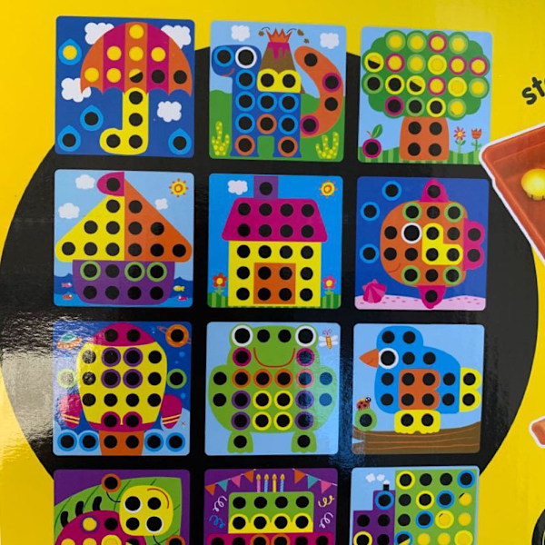 Knappkonst Leksakssvampar Spikar Färgmatchning Pegboard Tidig Inlärning Pedagogisk Leksak Present till Pojke Flicka Barn