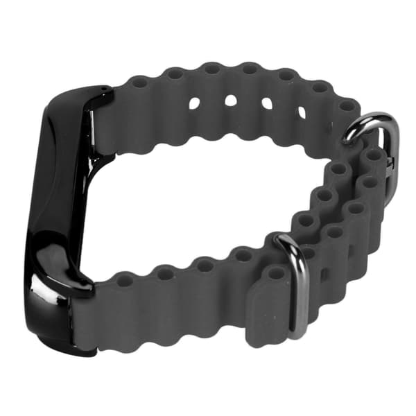 Silikone Urrem med Beskyttende Stødfanger i Rustfrit Stål, Tilbehør Passer til Mi Band 7 Sort