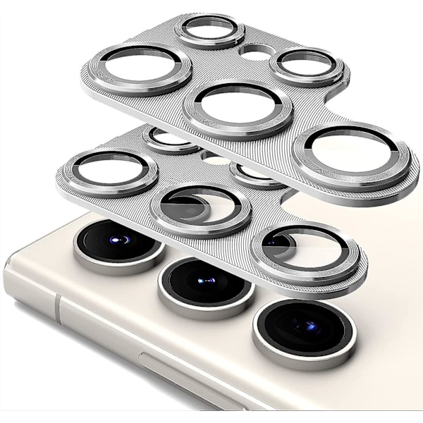 Kameraskydd för Samsung Galaxy S23 Ultra 2023 - Metall + Härdat Glas Anti-Scratch HD Linsöverdrag Silver