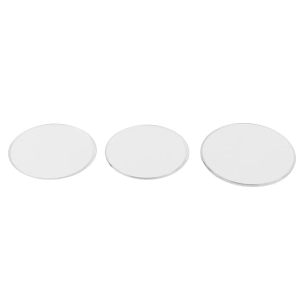 3 stk. flatt urglass, erstatning, rundt, transparent urglass (35+36+40)