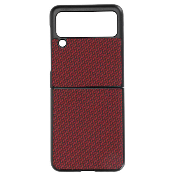 Fällbart skal i kolfibermönster för Samsung Galaxy Z Flip 3, skyddande fodral, rött