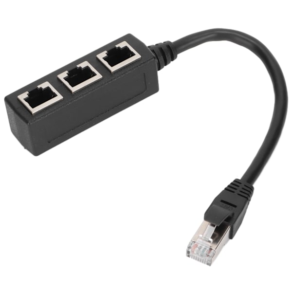 RJ45 Ethernet Adapter Kabel Forlengelsesfunksjon 1 til 3 Port Excellent Connection Splitter Adapter med 1 m kabel for hjemmet