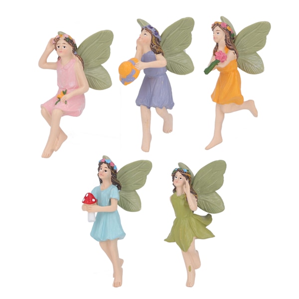 5 st älvor figurer handmålade retro stil bedårande levande hartsmaterial mini älva trädgårds prydnad för utomhus