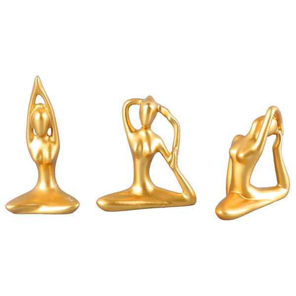 3 stk Yoga Jente Ornamenter Lett Luksus Innovativ Samleobjekt Harpiks Yoga Figur for Home Decor Yoga Gym Gull