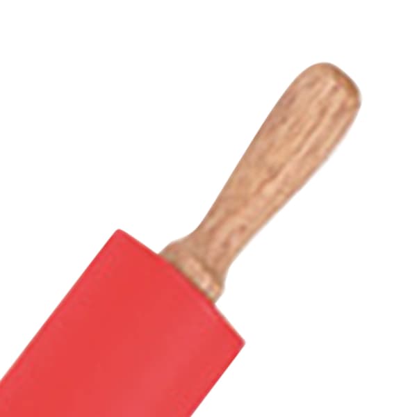 Forlenget kjevle i silikon med solid trehåndtak, non-stick overflate, bakeverktøy, rød