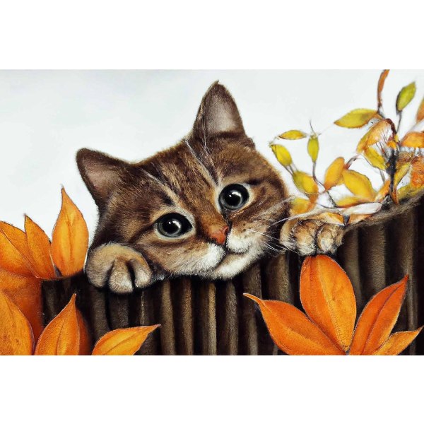 Wildlife Diamond Painting Kit - Tiger og Cat Design til voksne og børn, komplet DIY Rhinestone Cross Stitch Crystal Art Wall Decoration