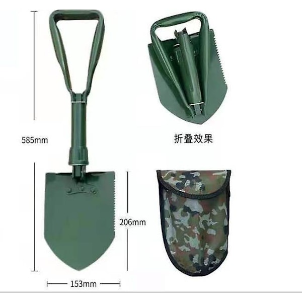 Fällbar Militärtält Spade: Högkolstål, Tri-vikbart Handtag, med Skydd