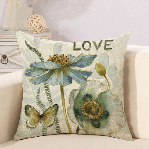Sett med 4 Dekorative Blomstrete Putetrekk 45 x 45 cm Putetrekk Bil Sofa Hjem Dekor