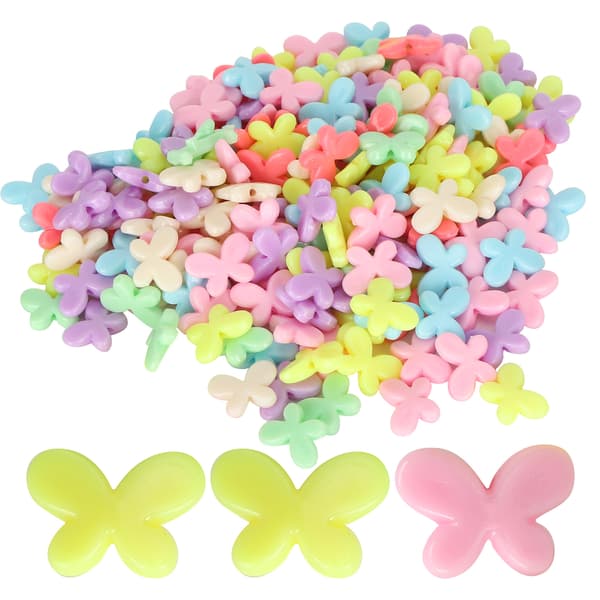 300 STK Sommerfugleformede Farverige Plastperler til DIY Tøjtilbehør Materialer