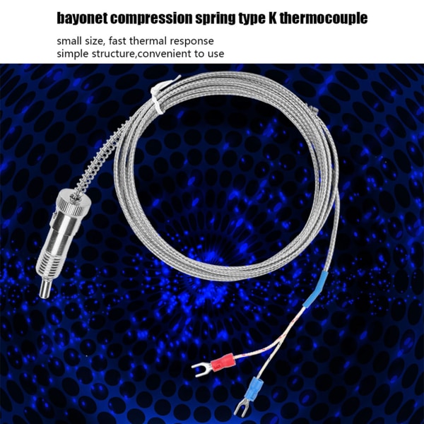 Bajonettkompressionsfjäder typ K termoelement temperatursensortråd 0-400 ℃ (3 m)