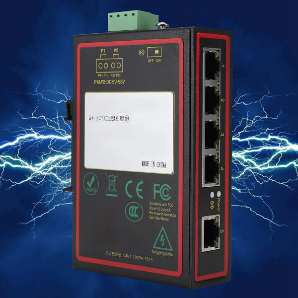 5-portars Gigabit Ethernet Industrial Grade Network Switch 10/100/1000 Mbps IP185GHI Chip