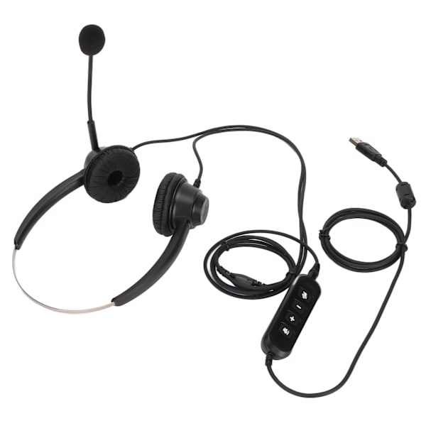 H360D-3.5-U901 Binauralt forretningsheadset 3.5mm USB-kontorheadset støtter justering av høyttalervolum, mikrofon og volumdemping