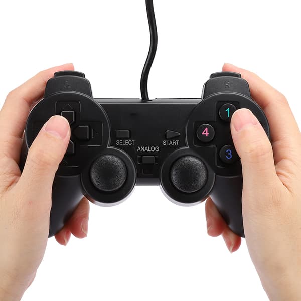 Håndholdt USB kablet spillkonsoll spillkontroller Gamepad svart for PC-datamaskin svart