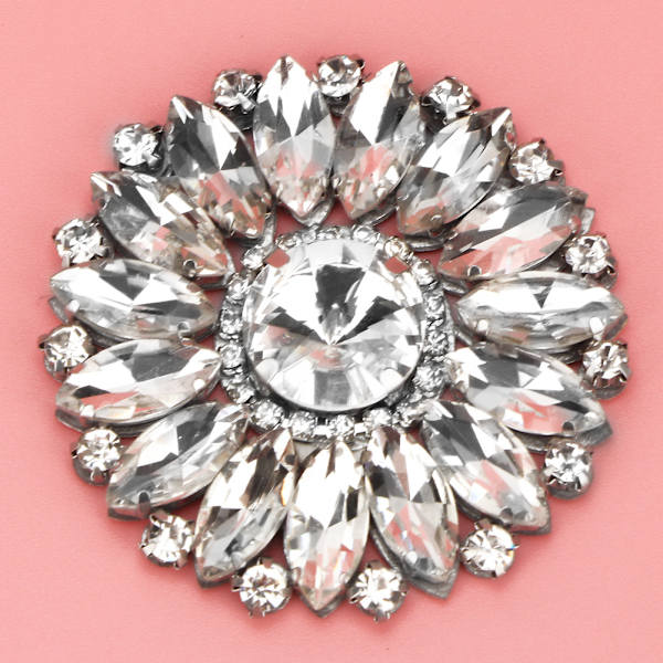 2 st Rhinestone Crystal Applique Sy On Faux Pearl Patch för Kläder Skoväska (#1)