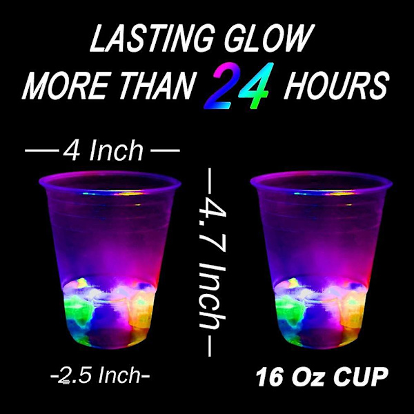 24-pack LED plastglas för evenemang, fester, födelsedagar, konserter, bröllop, BBQs, strandsemester