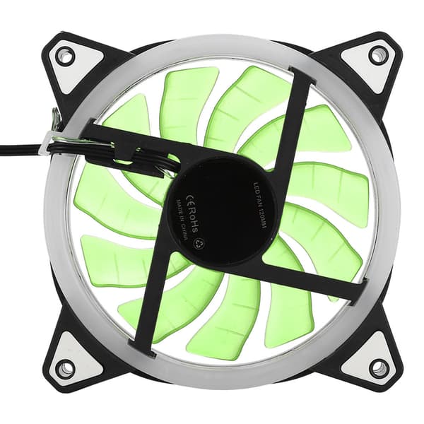 FAN-RS18 12V DC 120mm LED kabinetblæser med dobbelt blænde, multi-interface køleblæser (grøn)