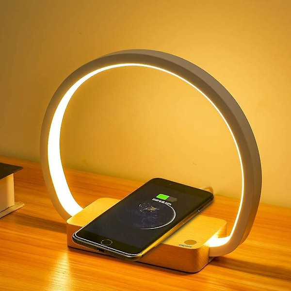 Trådløs Ladelampe til Sengen med USB-Port og Telefonholder