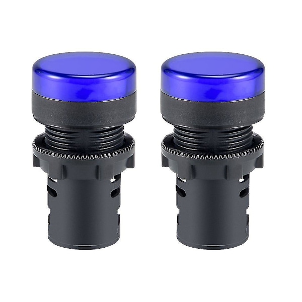 Gule LED-indikatorlamper, 2 stk., planforsænket montering, 7/8\" 22mm blå