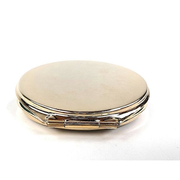 Dobbeltsidet lommespejl, toiletspejl, kompakt spejl, rundt foldespejl 7 cm guld