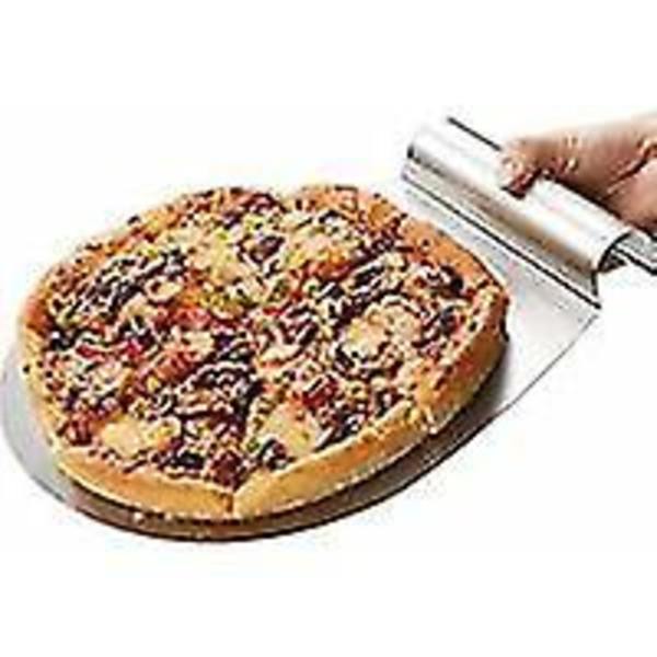 Ruostumattomasta teräksestä valmistettu kakkulapio ja pizzalapio