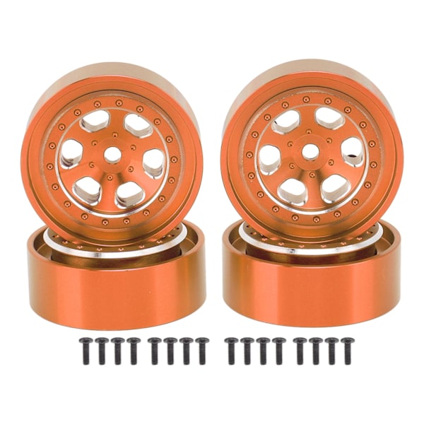 4 stk 1,3 tommers hjul felg aluminiumlegering 6 hull felg nav for Traxxas TRX4M 1/18 RC Crawler Orange