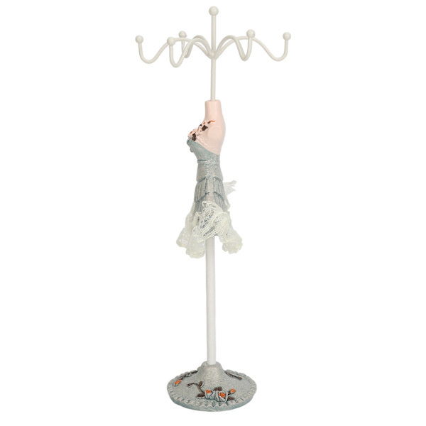 Örhängen Halsband Prinsessklänning Stativ Display Järn Mannequin Prinsess Smyckeshållare Tallgrön 4