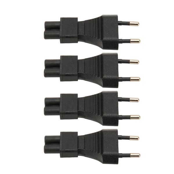 4 stk. EU-stik han til IEC320 C5 strømadapter 2,5A 250V Plug and Play strømstikadapter EU-stik 100‑250V