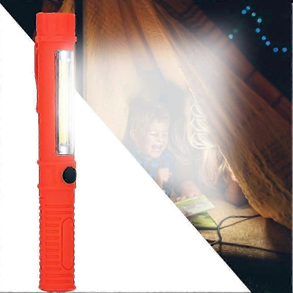 Kannettava Superkirkas LED-taskulamppu magneettisella pohjalla ja klipsillä, punainen