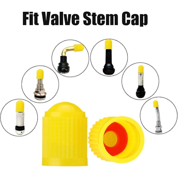 10 st Däckventilkåpor, med O-ring, Universella dammskydd för SUV, Bilar, Cyklar, Motorcyklar, Lufttät Försegling, (10-pack Gul)