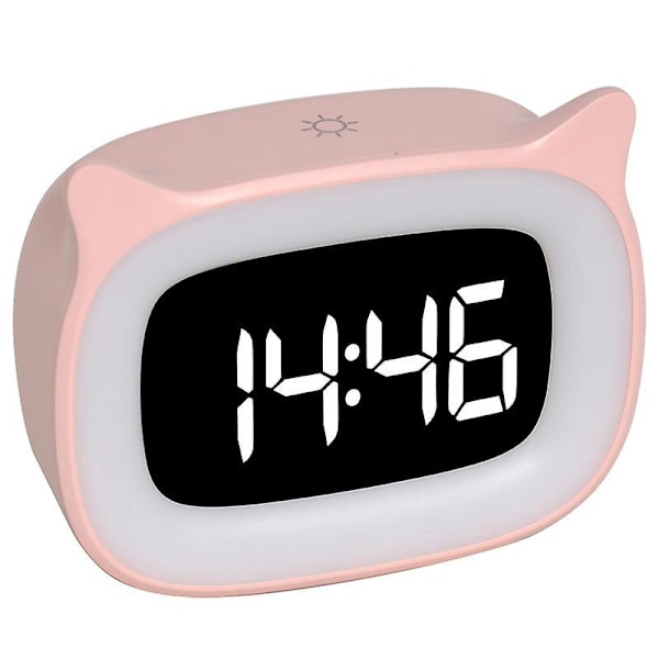 Lysande Barnväckarklocka för Tonåringar Flickor Pojkar RGB 8 Skiftande Färger, 18 Ringsignaler, Två Alarm, 12/24 Timmars Snooze-lägen Rosa [Energiklass A