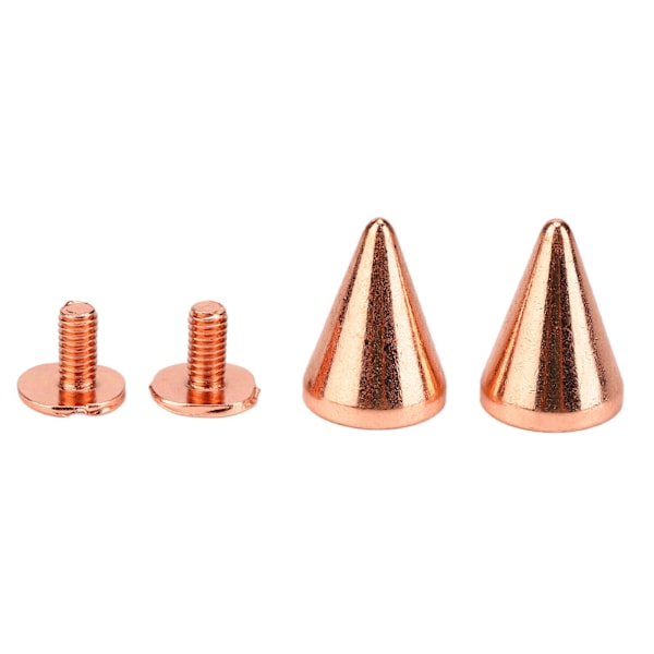 100 sett Punk Cone Spikes Studs Elektroplettering Rose Gold Punk Cone Spiked Skruenitter DIY Punk Stil Dekorasjon 9.5x15mm