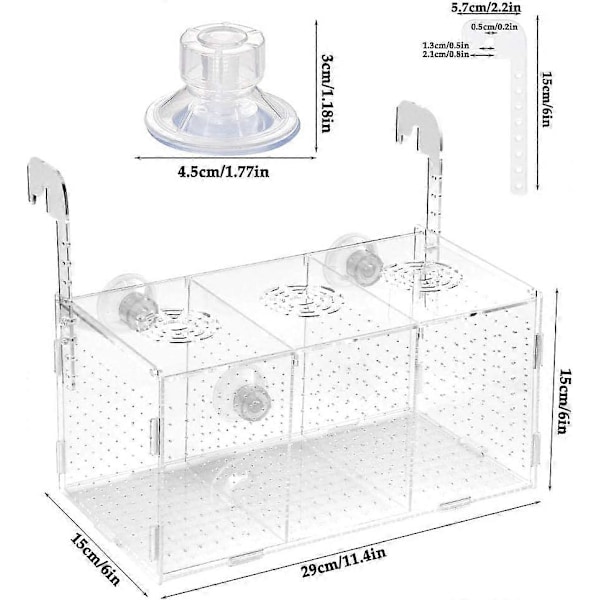 Akvarium Avlstank - 30x15x15CM, Akryl Akvarium Fiskeavlsboks, Akvarium Avlstank, Transparent Fiskeinkubator for Små Guppy Reker Fisk