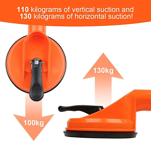 Flisesugekopp, 2 stk 2x 100 kg kapasitet dobbel bilkarosserisugekopp, ergonomiske og sklisikre håndtak, for fliser, glass