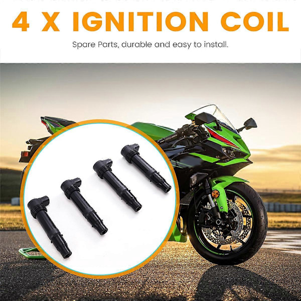 4 stk. motorcykel tændspole til KAWASAKI NINJA ZX-6RR 2003-06 Sort