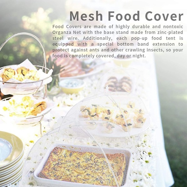 Mesh Pop Up Madkurv Sæt - 17 Tommer, Perfekt til Udendørs, Fester, Picnicer, BBQs - Genanvendelig og Sammenklappelig (6 Pak)