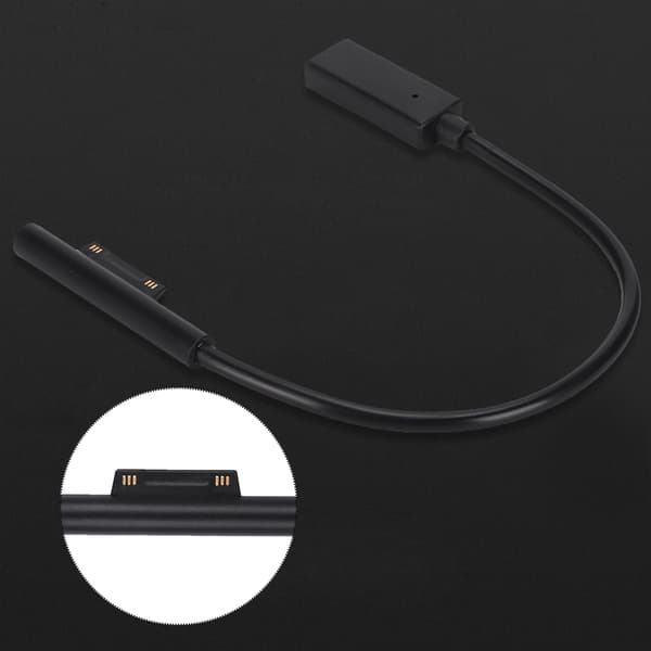 20 cm kraftig PD-ladekabel strømledning for Microsoft Surface Pro6/Pro5/4/3/2 Svart