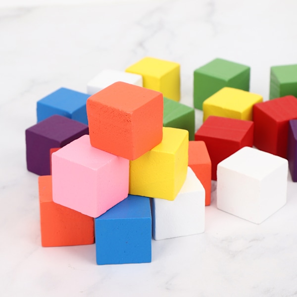 2 set färgade block set furu trä barn geometri upplysning tidig utbildning leksak 25 st färgade block 25 mm