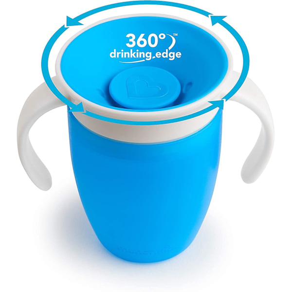Set med 2 Miracle 360ᵒ träningsmuggar - grön/blå - 207 ml, Bra hjälpmedel för mamma 360° baby barn träningsmugg baby drickmugg anti-chokin