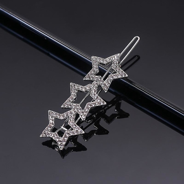 Koreansk Rhinestone-hårnål med sølvstjerner og hjerteformet bangs-hårkort