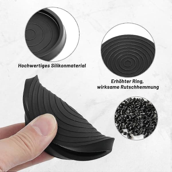 Silikone stolebensbeskyttere - 6-pak runde møbelbeskyttere, 6,4 cm, kompatible med de fleste bordben, sorte