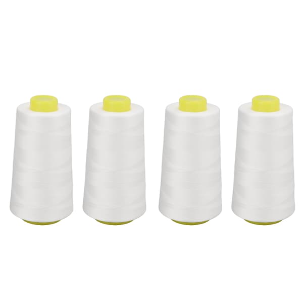 4 stk. Sergertråd Hvit Premium Polyester Solid Slitesterk Slitesterk Mye Brukt Hvit Tråd