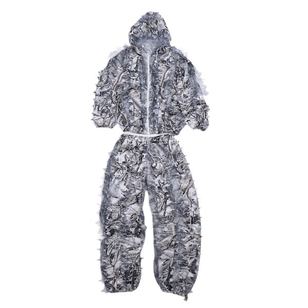 Sne Sne Camouflage Ghillie Suit 3D Blade Jakker og Bukser Sæt Tøj til Jagt