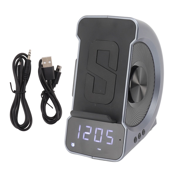 3 i 1 Bluetooth-högtalare PC ABS väckarklocka med trådlös laddning för sängbord 10W blå