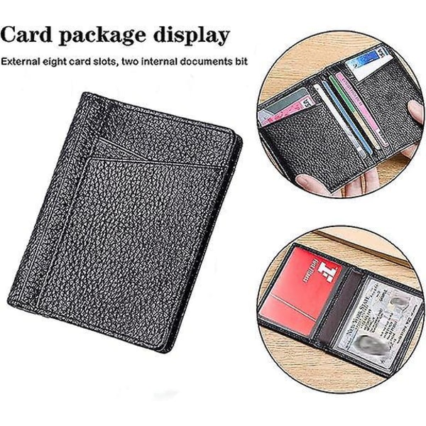 Musta nahkainen RFID-esto miesten korttikotelo - Tyylikäs ja tyylikäs erittäin ohut lompakko