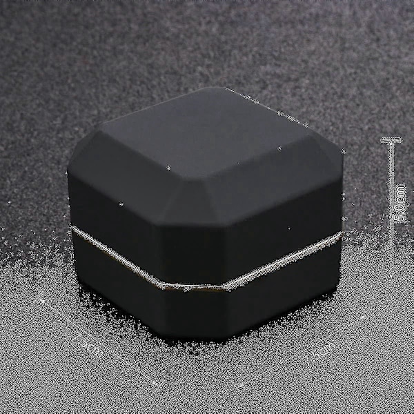 Lyxig Ringask, Fyrkantig Sammet Bröllopsringfodral Med LED-Lampa ZD B Svart