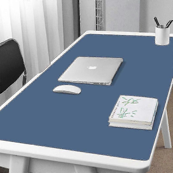 Dobbeltsidet Bærbar Stor Musemåtte Gamer Vandtæt PU Læder Skrivebordsmåtte Computer Musemåtte Tastatur Borddækning Azure 60*40cm